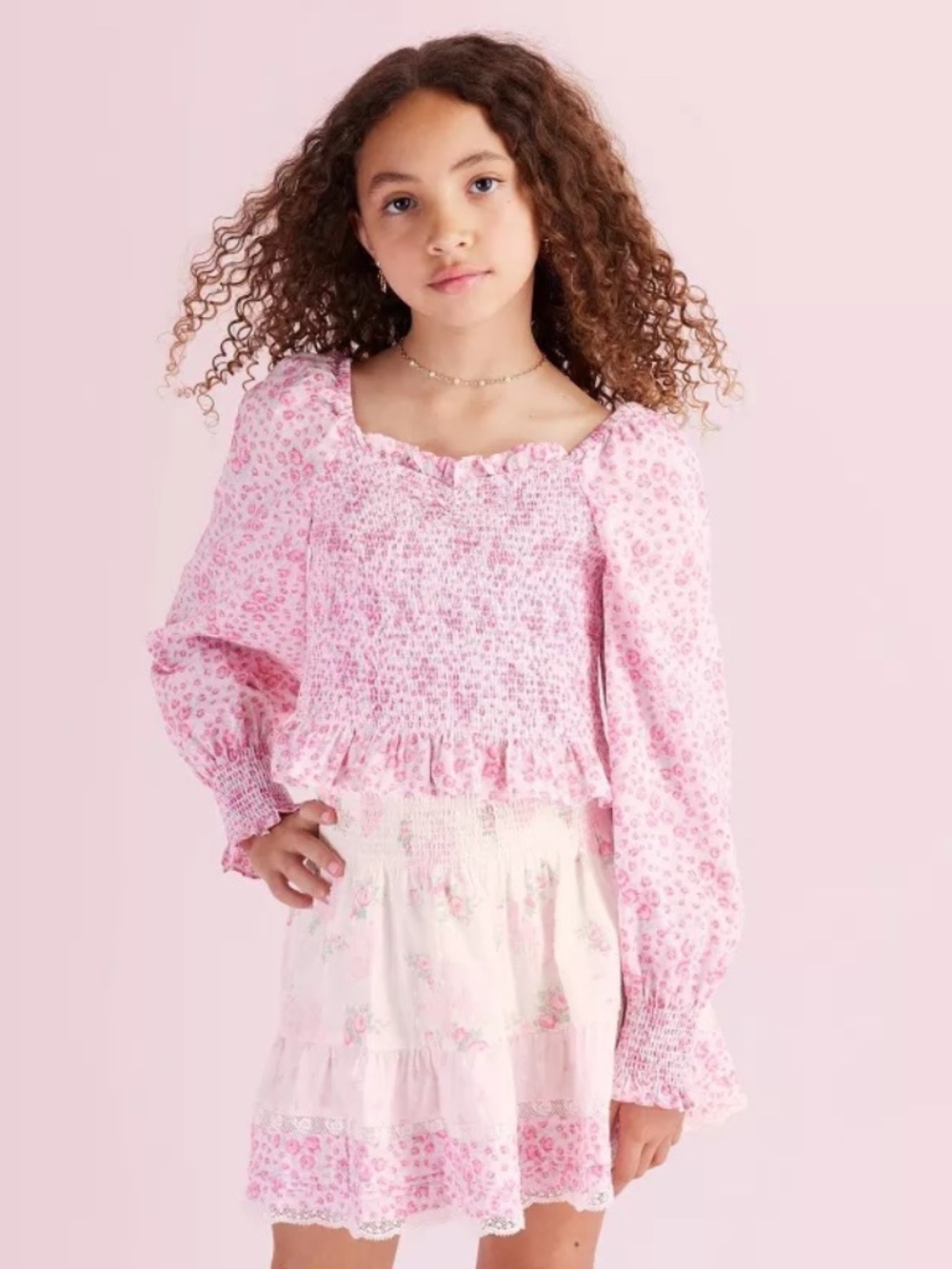 LoveShackFancy x Target Rose Pink Long Sleeve Top